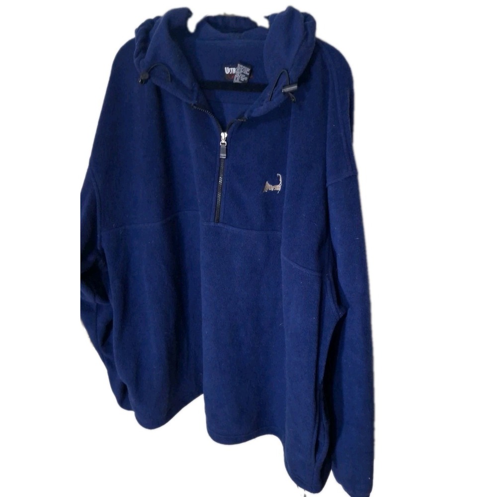 3X Hooded Navy Blue Pullover Sweatshirt Cape Cod Logo  Drawing String Bottom 239